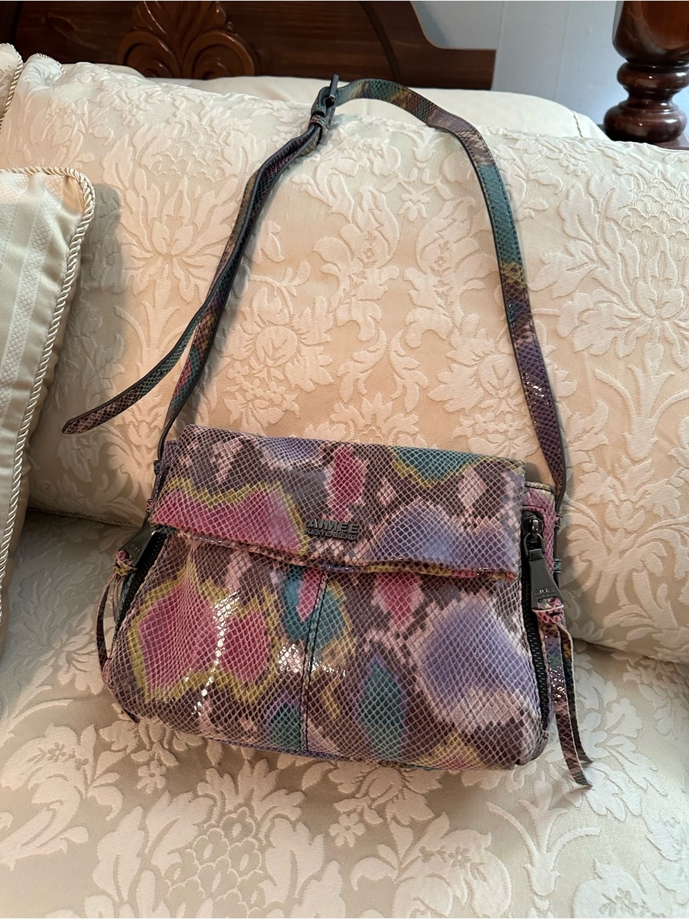 Vintage-Inspired Multicolor Snakeskin Crossbody Bag - Aimee